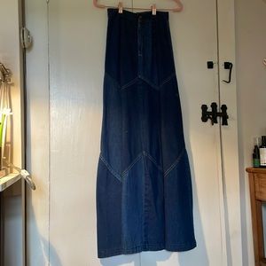 Vintage Denim Patchwork Maxi Skirt